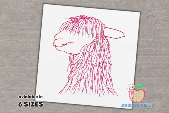 Alpaca Head with Red Hairs Embroidery Review