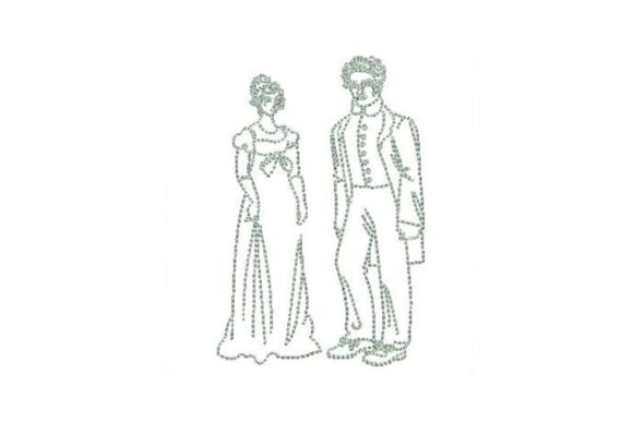 Elizabeth and Mr Darcy Line Art Review