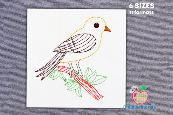 Finch Bird on Tree Branch Embroidery Review